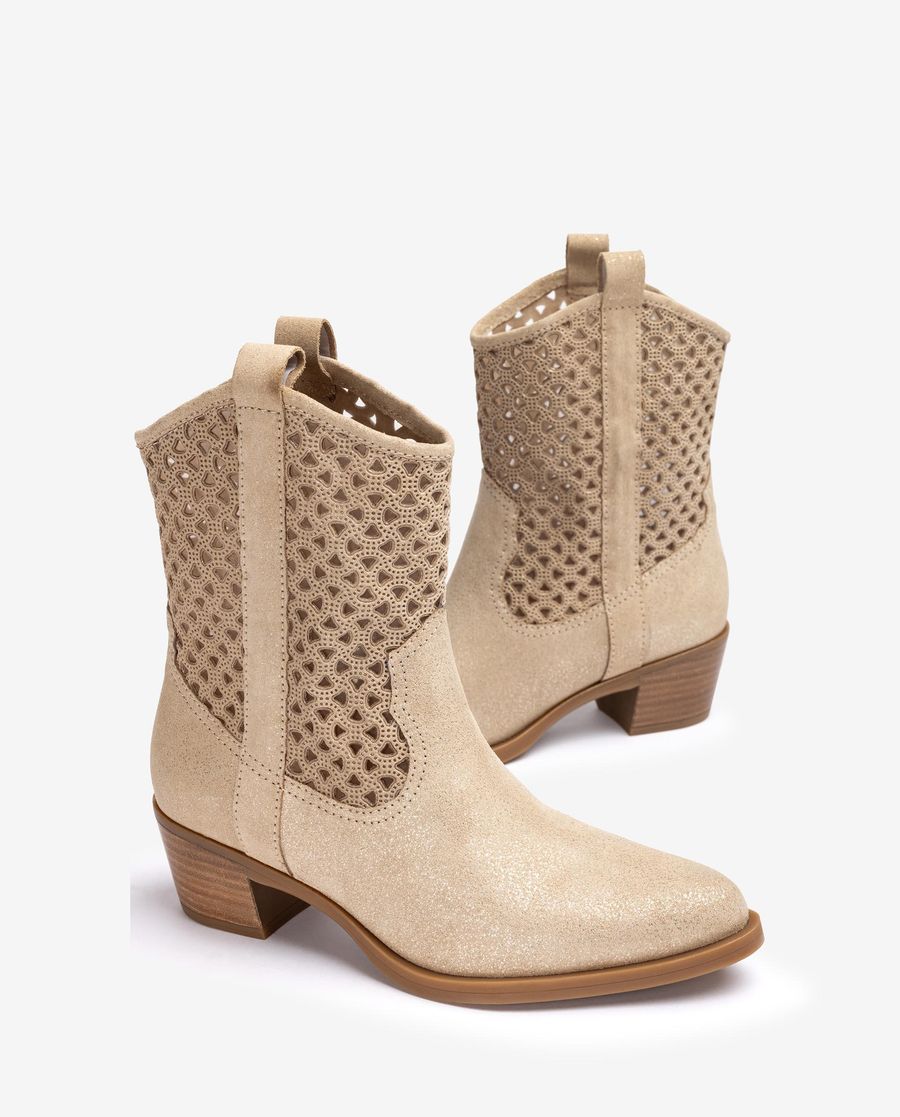 Unisa Mujer Botín cowboy con picados - Oro