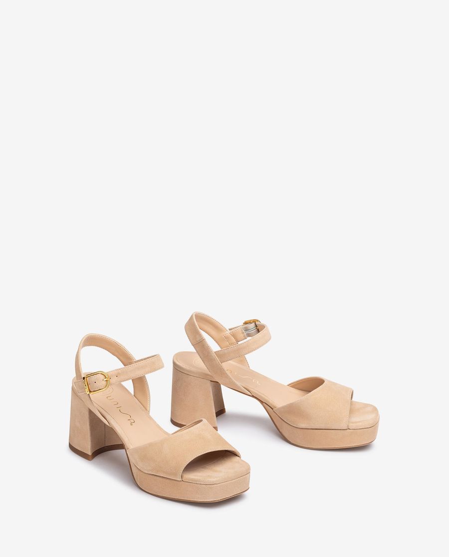 Unisa Mujer Sandalia de tacón bajo y plataforma - Beige