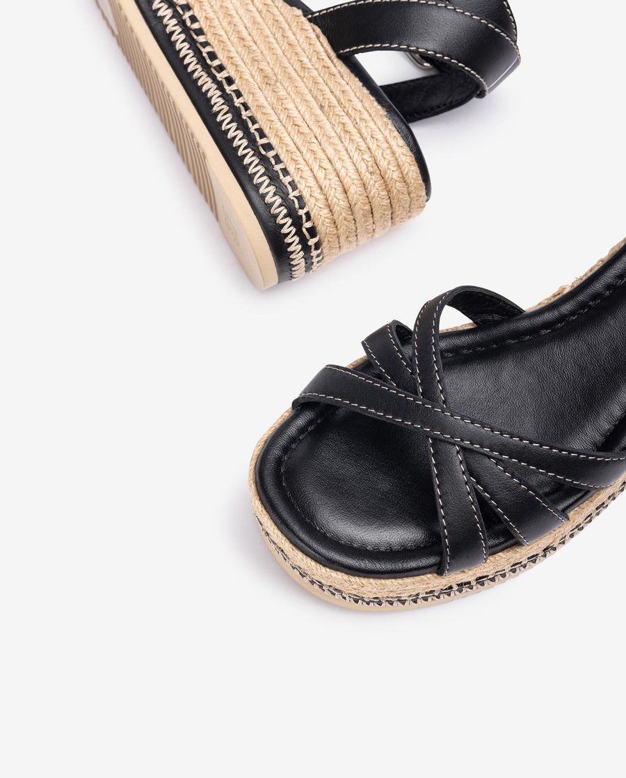 Unisa Mujer Sandalia con bloque de yute - Negro