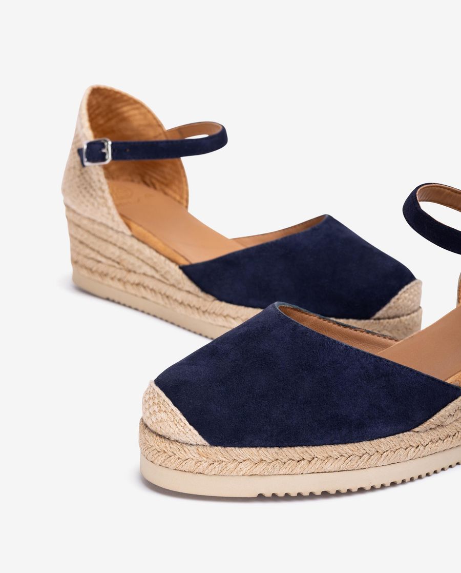 Unisa Mujer Alpargata de cuña baja en ante - Azul