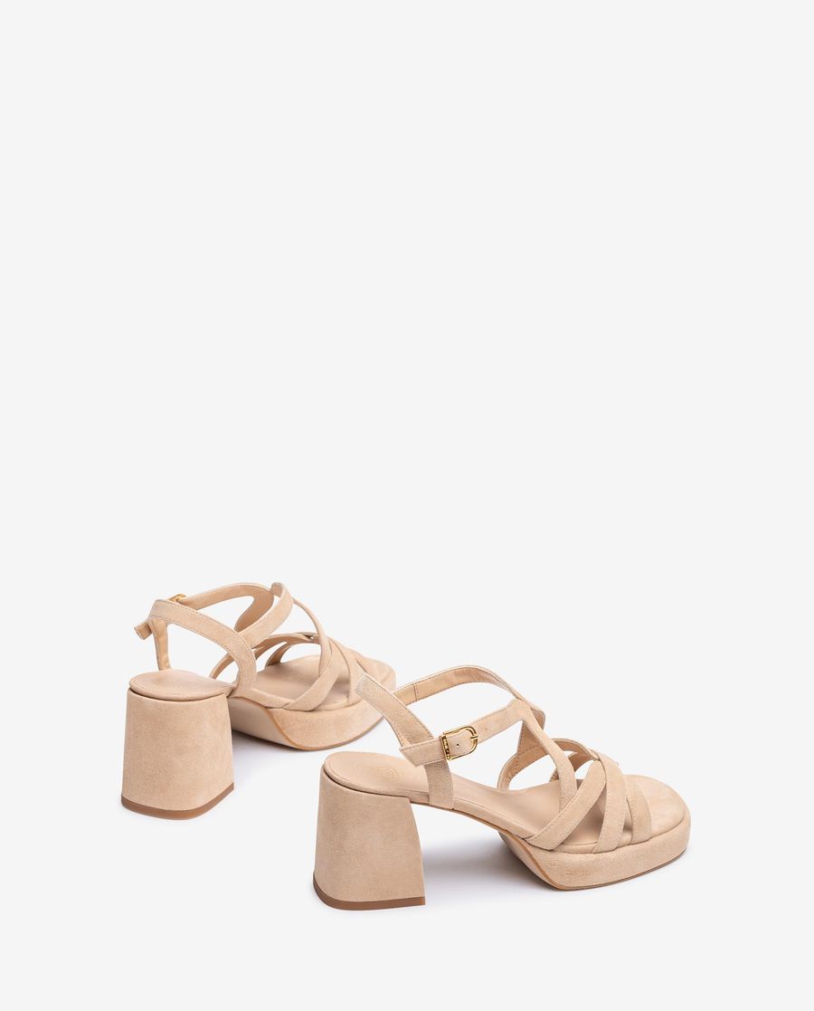 Unisa Mujer Sandalia de ante y tacón ancho - Beige