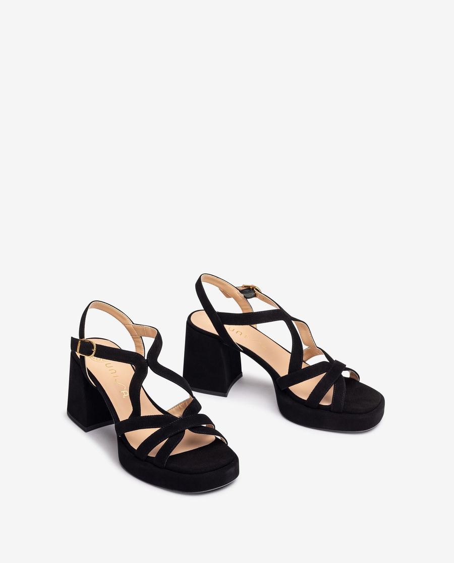 Unisa Mujer Sandalia de ante y tacón ancho - Negro