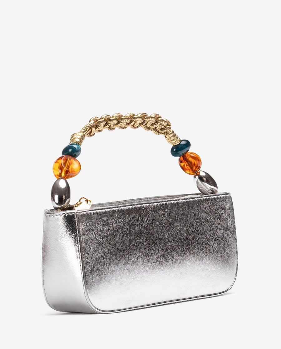 Unisa Mujer Bolso de mano con asa trenzada y adorno - Plata