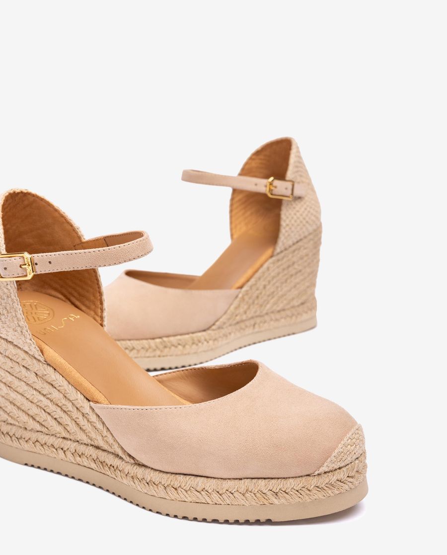 Unisa Mujer Alpargata de cuña alta en ante - Beige
