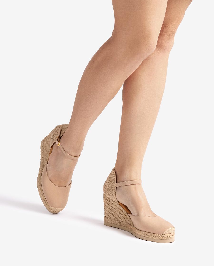 Unisa Mujer Alpargata de cuña alta en ante - Beige