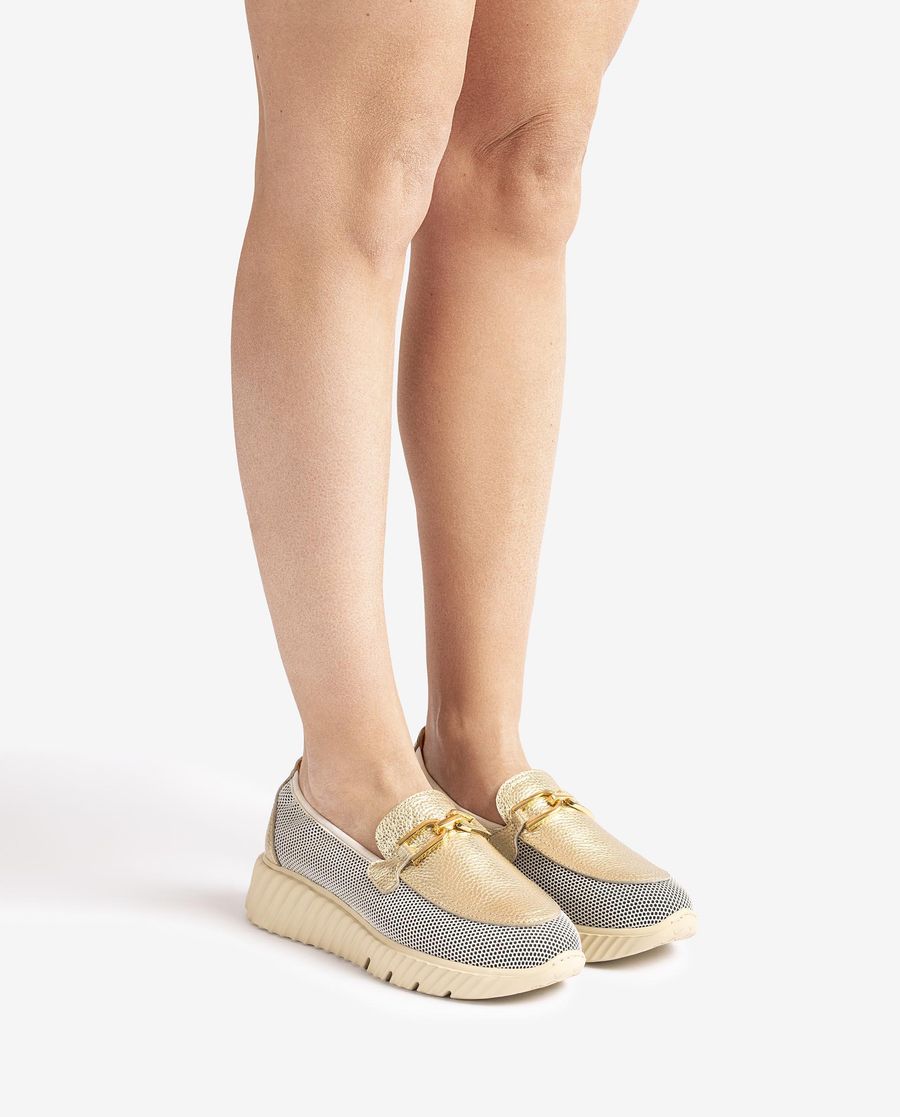 Unisa Mujer Mocasín de rejilla - Oro