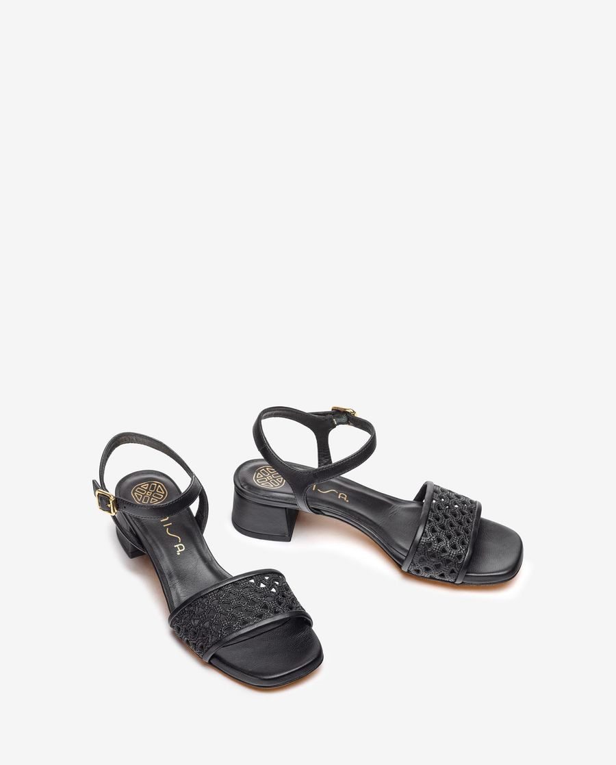 Unisa Mujer Sandalia de piel con picados - Negro