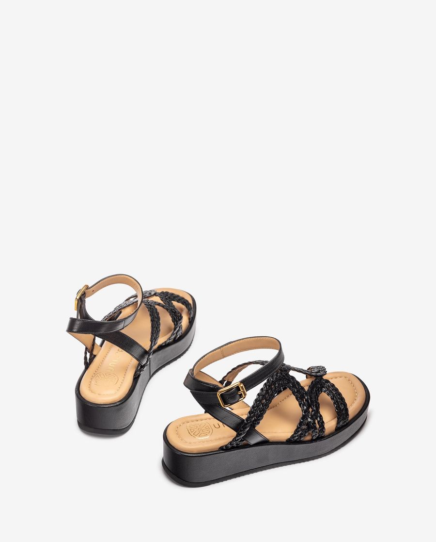 Unisa Mujer Sandalia con tiras finas trenzadas - Negro