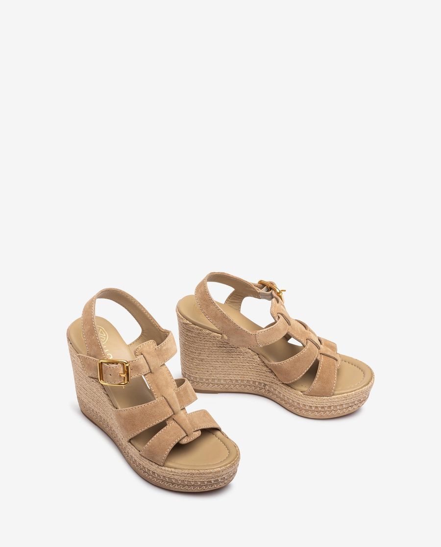 Unisa Mujer Cuña alta con pespuntes - Beige