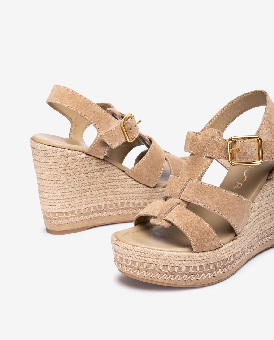 Unisa Mujer Cuña alta con pespuntes - Beige
